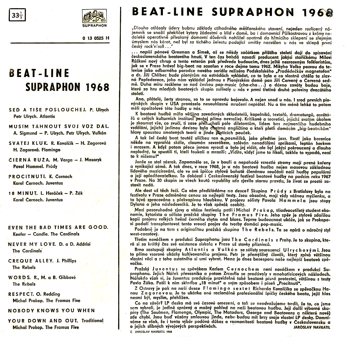 BEAT - LINE SUPRAPHON 1968